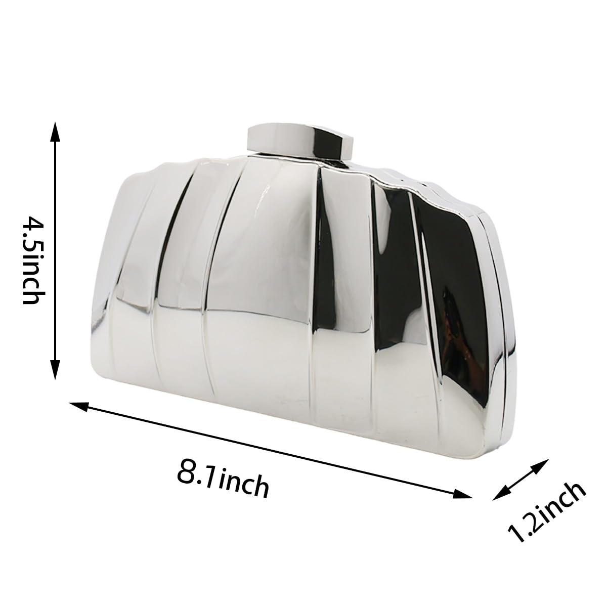 PENGZHI Women Sparkly Metal Clutch Purse Unique Metallic Evening Bag Wedding Clutch Metal Box Handbag Purse Party Shoulder Bag, Silver