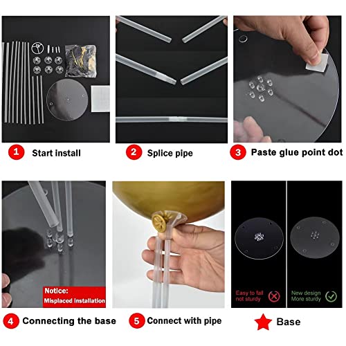 TONIFUL 6 Set Balloon Centerpieces for Table Black Gold Confetti Balloon Stand Kit for 2025 Graduation Party Decoration Birthday Anniversary Halloween 2025 Party Decorations