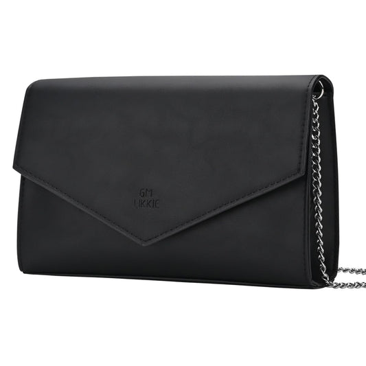 GM LIKKIE Clutch Purse for Women, Evening Envelope Clutch Bag, Crossbody Foldover PU Leather Shoulder Handbag (Black)