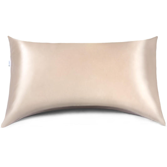 Curved Pillow Case, Side Sleeper Pillowcase, Champange Satin Pillowcase Cover with Zipper, Breathable and Soft, Queen Size 20 x 30 Inches
