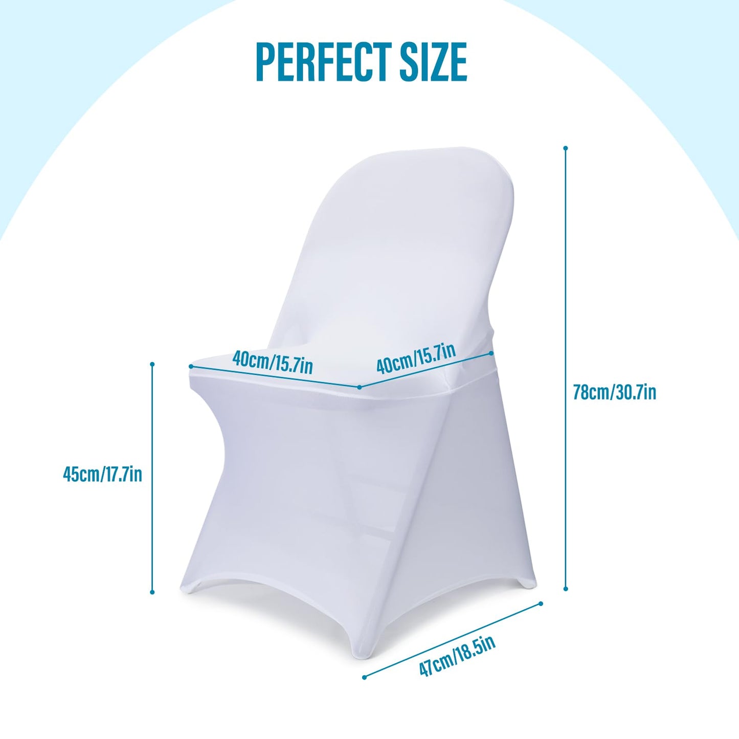 LEBENGURU Stretch Spandex Folding Chair Covers 30PCS, Universal Elastic Fitted Chair Cover Protector for Wedding, Party, Banquet, Holidays, Celebration, Decoration (White)