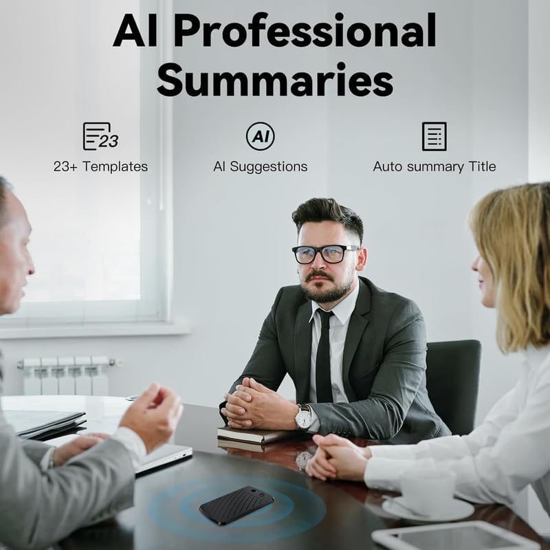 AI Voice Recorder,Note Voice Recorder with Transcribe Summarize ＆ Two-Way Translation,112 Languages,App Control,64GB Memory,Suitable for Lectures,Meetings,Calls,International Exchange