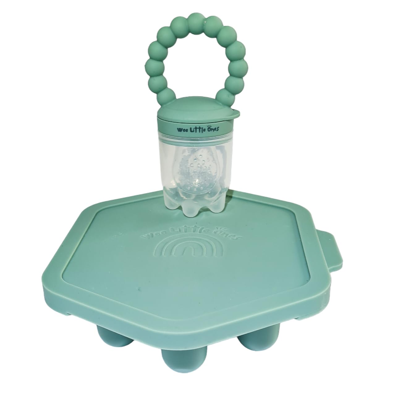 Wee Little Ones Premium Silicone Baby Fruit Feeder Pacifier – Includes Freezer Tray and Popsicle Molds for Teething Relief. Safe Infant Self-Feeding Baby Food Feeder. Perfect for Young Ones!