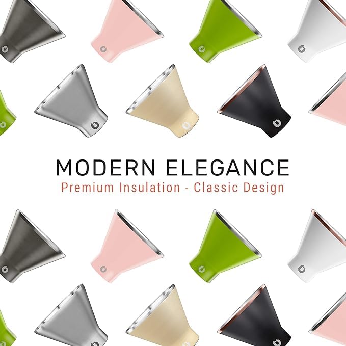 SNOWFOX Premium Vacuum Insulated Stainless Steel Martini Glass, Set of 2, Martinis Stay Icy Cold, Stemless Cocktail Glasses, Elegant Home Entertaining, Bold Beautiful Barware Set, 8 oz, Marble