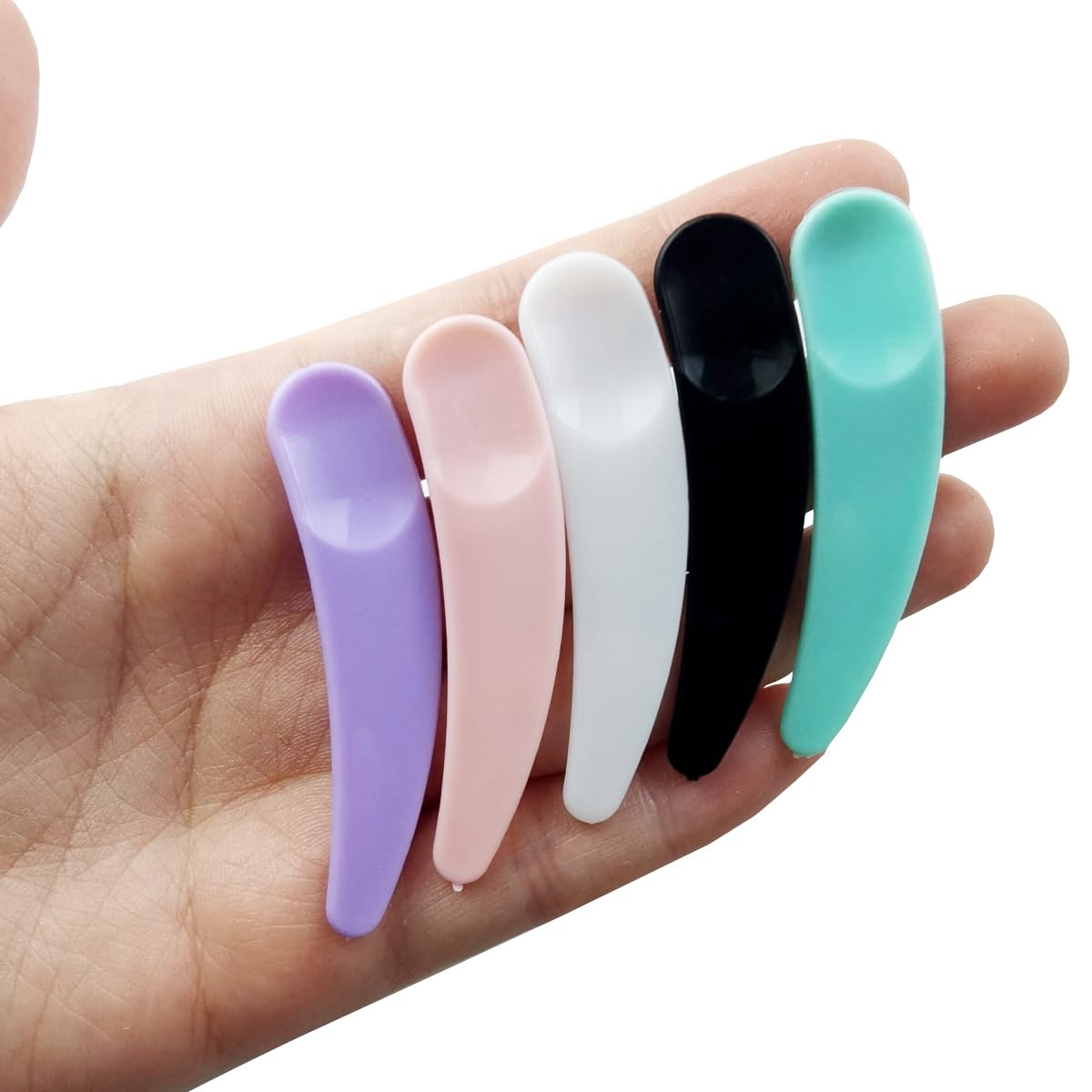 RONYOUNG 300PCS Mini Spatula for Cosmetics, Bulk Disposable Mini Plastic Makeup Spatulas, Mask Scoop for Mixing and Sampling (Multi Colored)