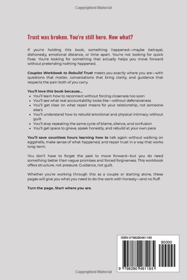 Couples Workbook to Rebuild Trust: Learn How to Reconnect and Feel Safe with Each Other Again (Toby Prints' Marriage and Relationship Guides and Workbooks)