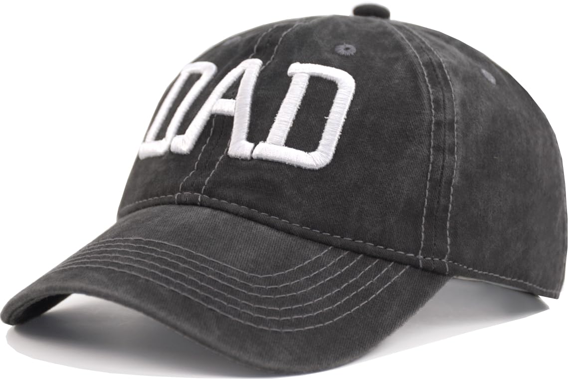 AOSMI 3D Embroidery DAD Hat (One Size/XXL) Vintage Washed Cotton Baseball Cap Father's Day Birthday Gift Ball Cap Black