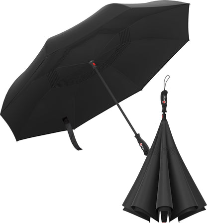 Repel Umbrella Inverted Umbrellas for Rain, Reverse Open and Close, Upside Down Quick Drying Inverted Umbrella, Large Waterproof Coated Canopy, Strong, Durable Ribs