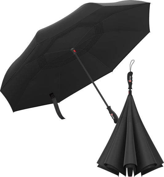 Repel Umbrella Inverted Umbrellas for Rain, Reverse Open and Close, Upside Down Quick Drying Inverted Umbrella, Large Waterproof Coated Canopy, Strong, Durable Ribs