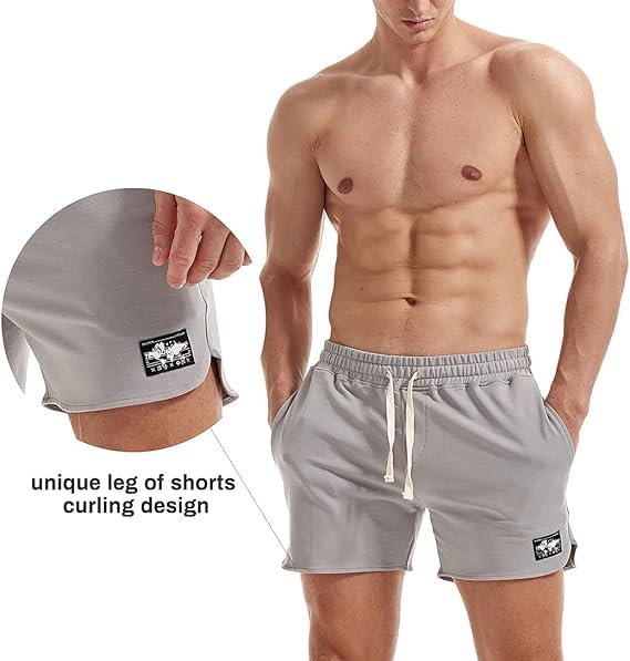 AIMPACT Athletic Shorts for Men 5 Inch Inseam Running Shorts Cotton with Pockets (Gray L)