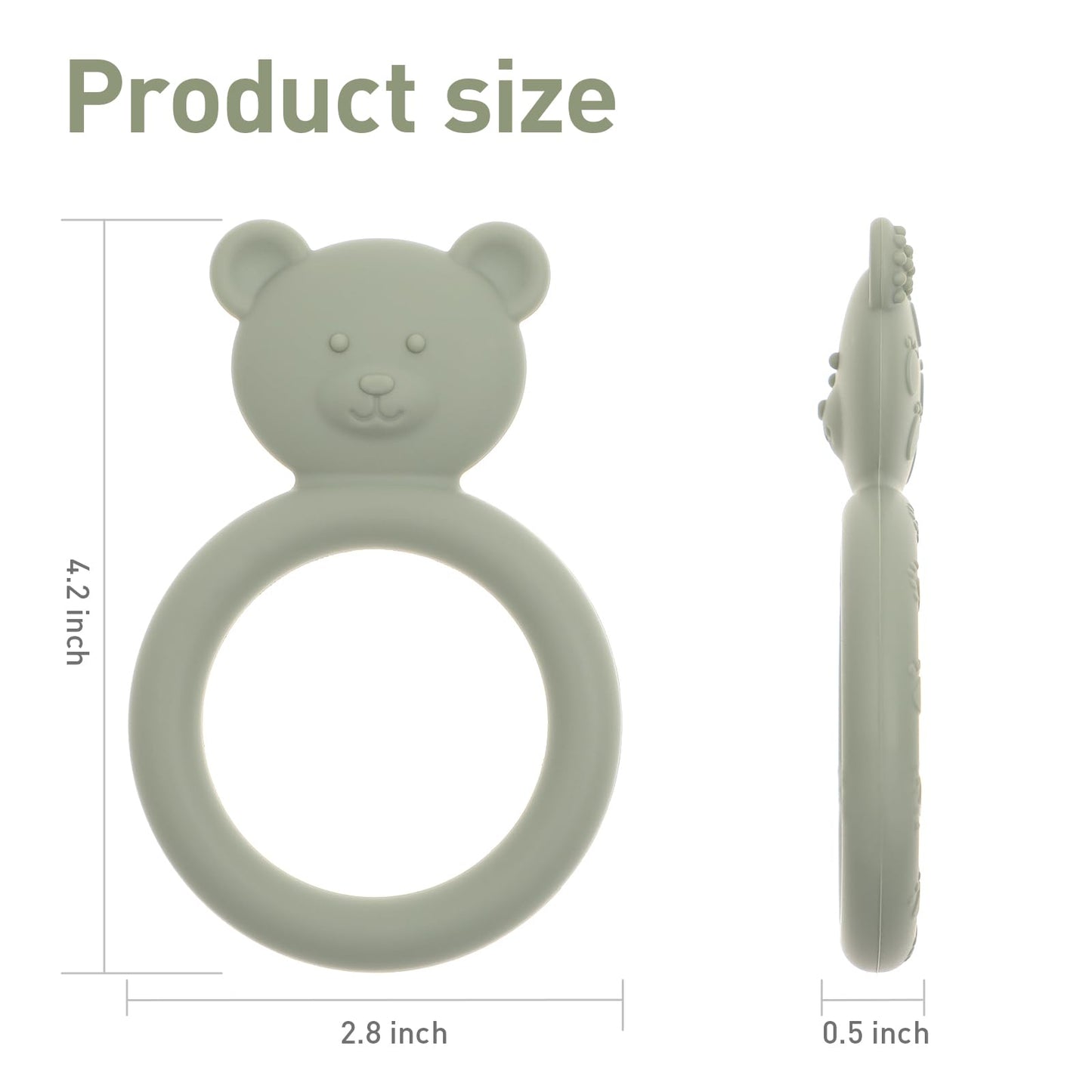 Dirbabi Silicone Baby Teether, Teething Toy Ring for Babies, Easy to Hold Design, BPA Free (Power Rose + Dusty Lilac)