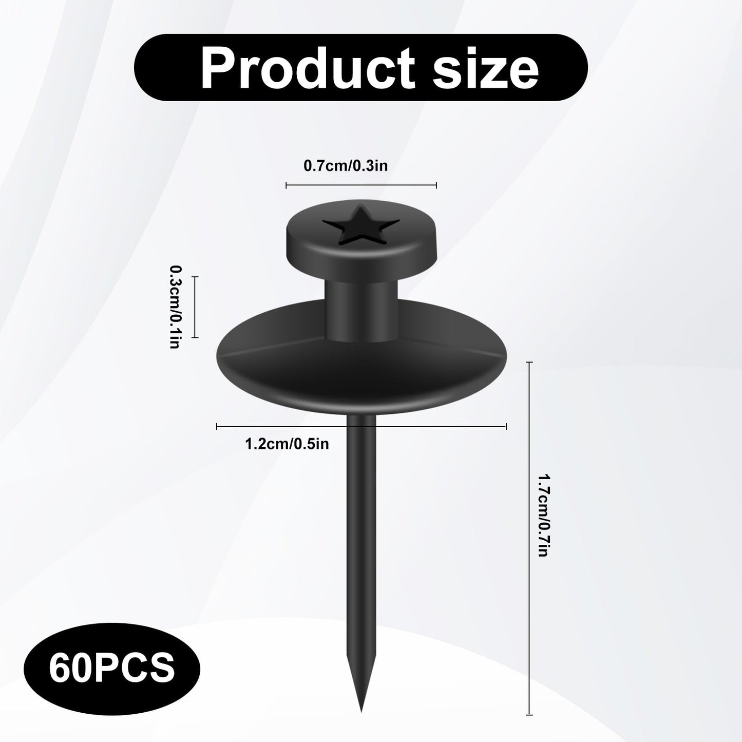 60Pcs Double Headed Picture Hanging Nails,Thumb Tacks for Wall,Small Head Hanging Nails Push Pins, for Drywall Cork Board Home Office Photo Decorations(Black)