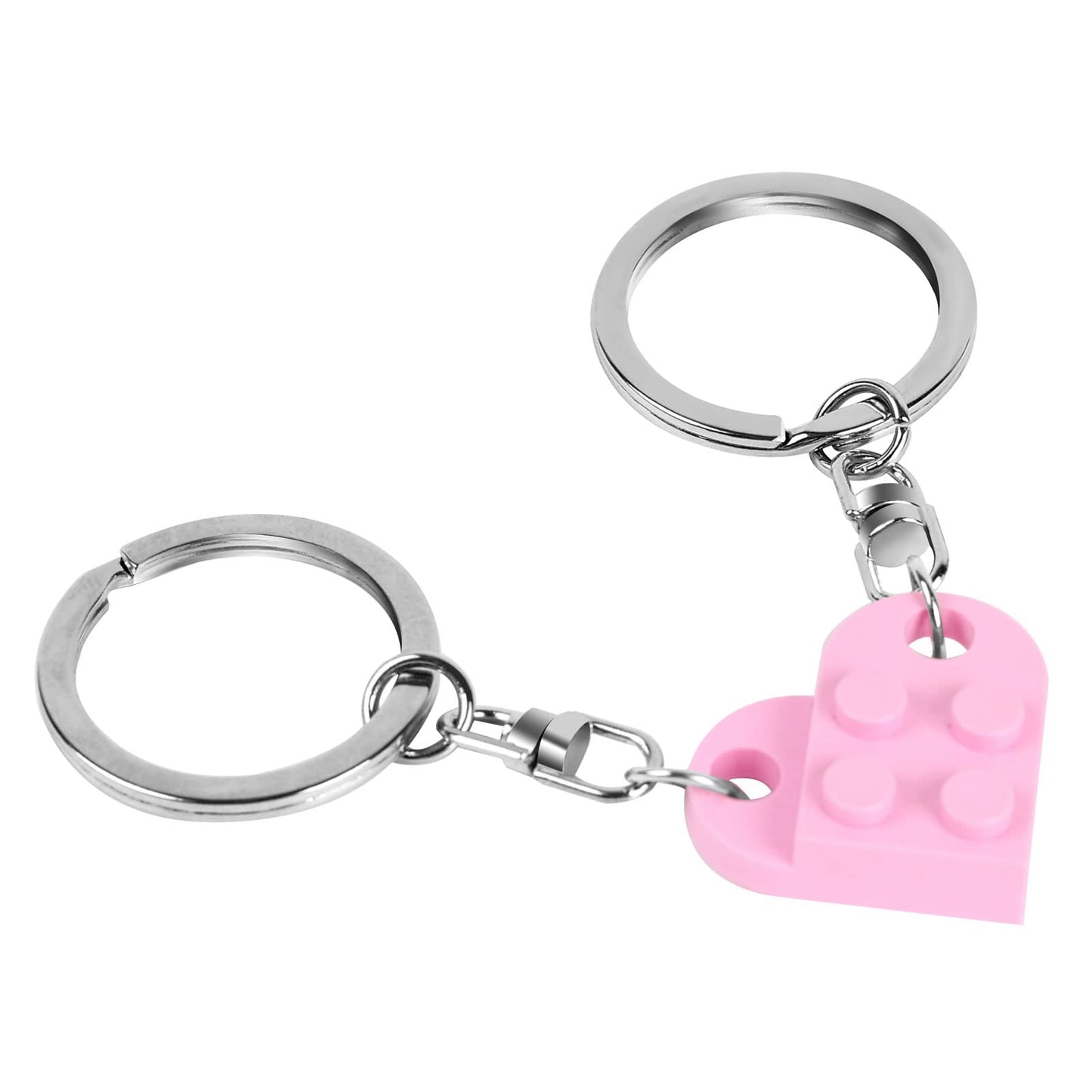 Heart Keychain Set for Couples - 2 Pcs Matching Colorful Brick Hearts for Boyfriend Girlfriend