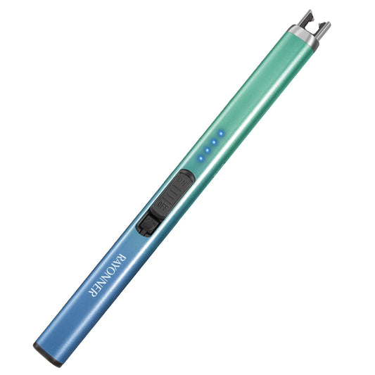 RAYONNER Candle Lighter Electric USB Lighters with Safety Switch Rechargeable Flameless Plasma (1 Pack - Blue/Green Gradient)