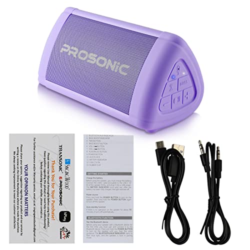 Prosonic BT3 Portable Wireless Bluetooth Speaker with 10W Stereo Sound & Bass Boost -Rich Sound & Intense Bass -Bluetooth 5.0 -Microphone -IPX5 - in & Outdoor Speaker (Purple)
