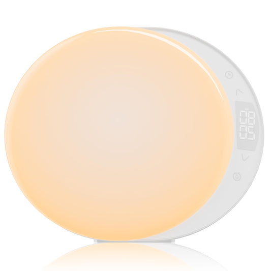 ANTDALIS Sunrise Alarm Clock for Heavy Sleepers Adults, Wake Up Light Dimmable Night Light for Kids Teens Bedroom Home Decor Girls Boys Women Gifts, 20 Color and Touch Control, Snooze, White