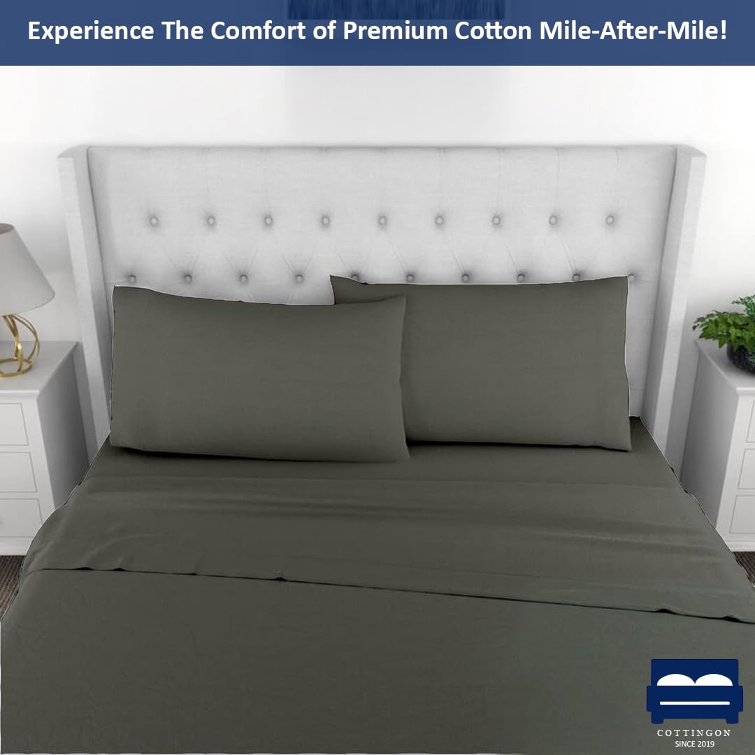 RV King Sheet Set - 4 Piece Cotton Bedding Set, Fits Up to 15" Deep Mattress, RV King 72" x 80", Dark Grey Solid