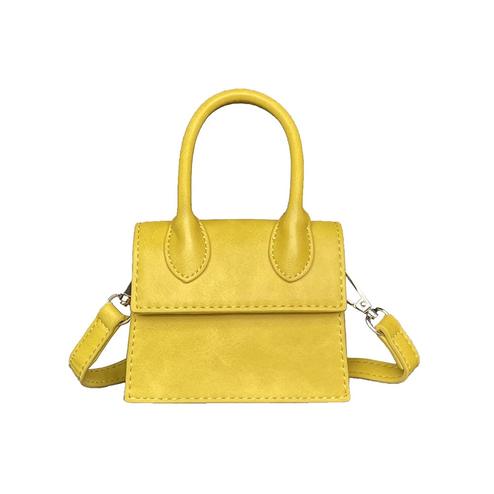 Cute Purse Mini Crossbody Bags for Women Top Handle Clutch Handbag (Yellow)