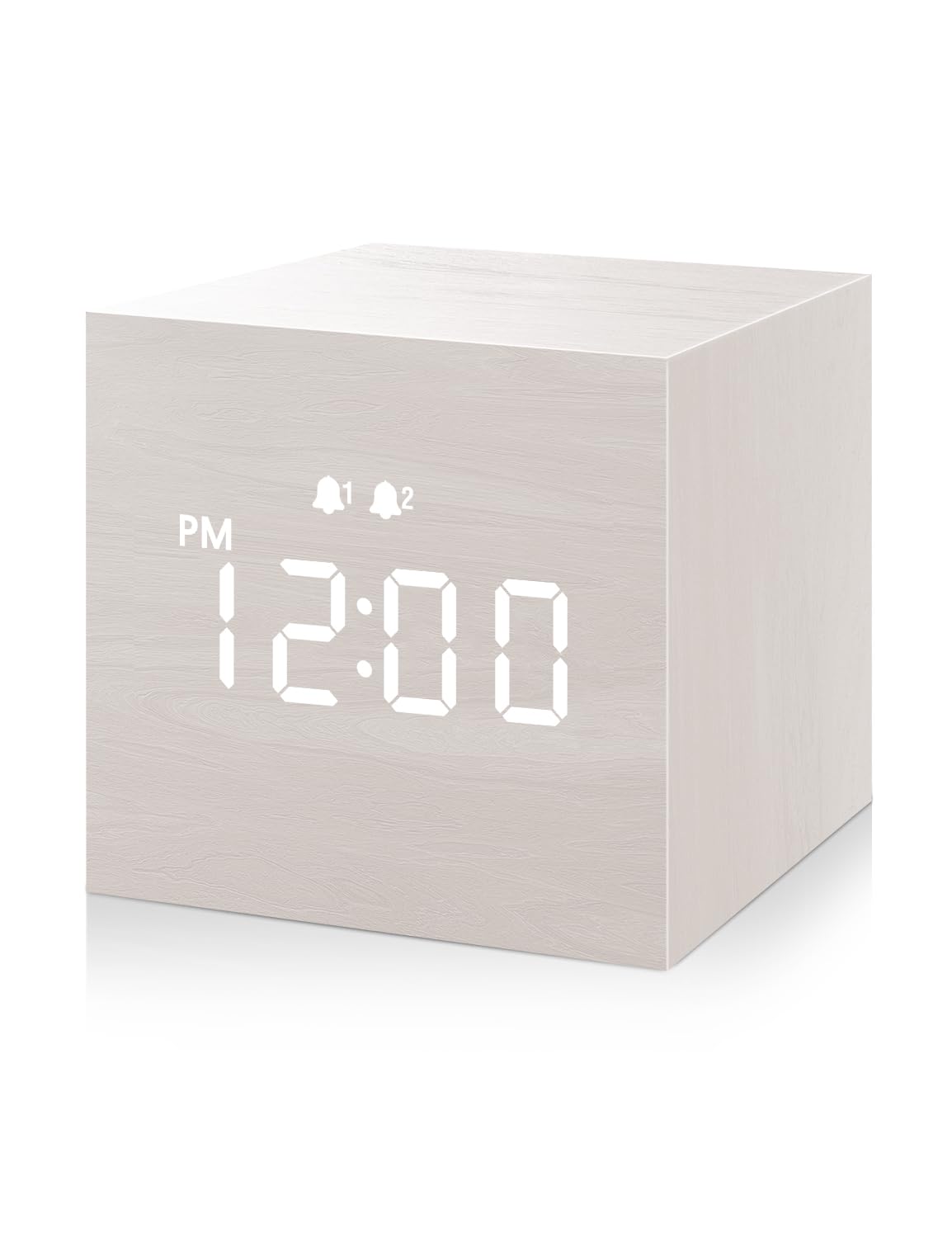 JALL Digital Alarm Clock, with Wooden Electronic LED Time Display, Dual Alarm, 2.5-inch Cubic Small Mini Wood Made Electric Clocks for Bedroom, Bedside, Desk, Black