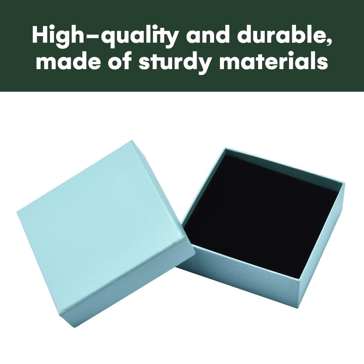 Dawhud Direct Small Jewelry Box - 6-Pack Cardboard Small Gift Boxes with Lids and Black Cushion - Ideal for Earrings, Bracelets, and Necklaces - Jewelry Packaging Boxes - 3.5x3.5x1-Inch (Turquoise)