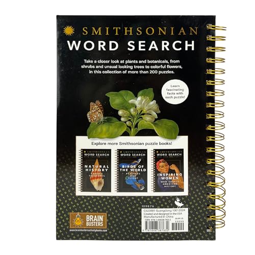 Smithsonian Word Search Gardens & Plants - Beautiful Botanicals Spiral-Bound Puzzle Multi-Level Word Search Book for Adults Including More Than 200 Puzzles (Brain Busters)