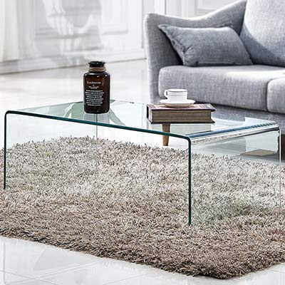 Premium Tempered Glass Coffee Table,Small Modern Clear Coffee Table for Living Room,Match Well with Rug (39.4x19.7x13.8)