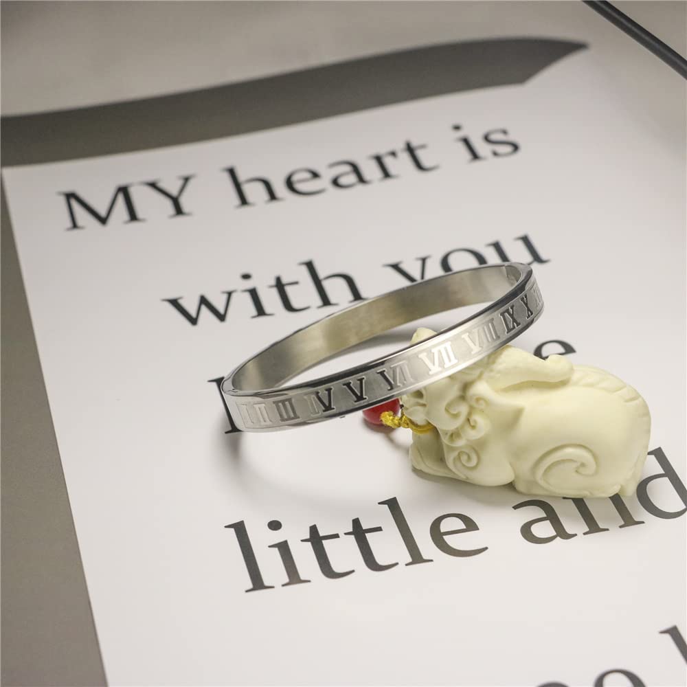 AIKESIWAI Roman Numeral Series Glossy Bracelet, Fashion Three-Color Number Bracelet for Men and Women (MAN-S)