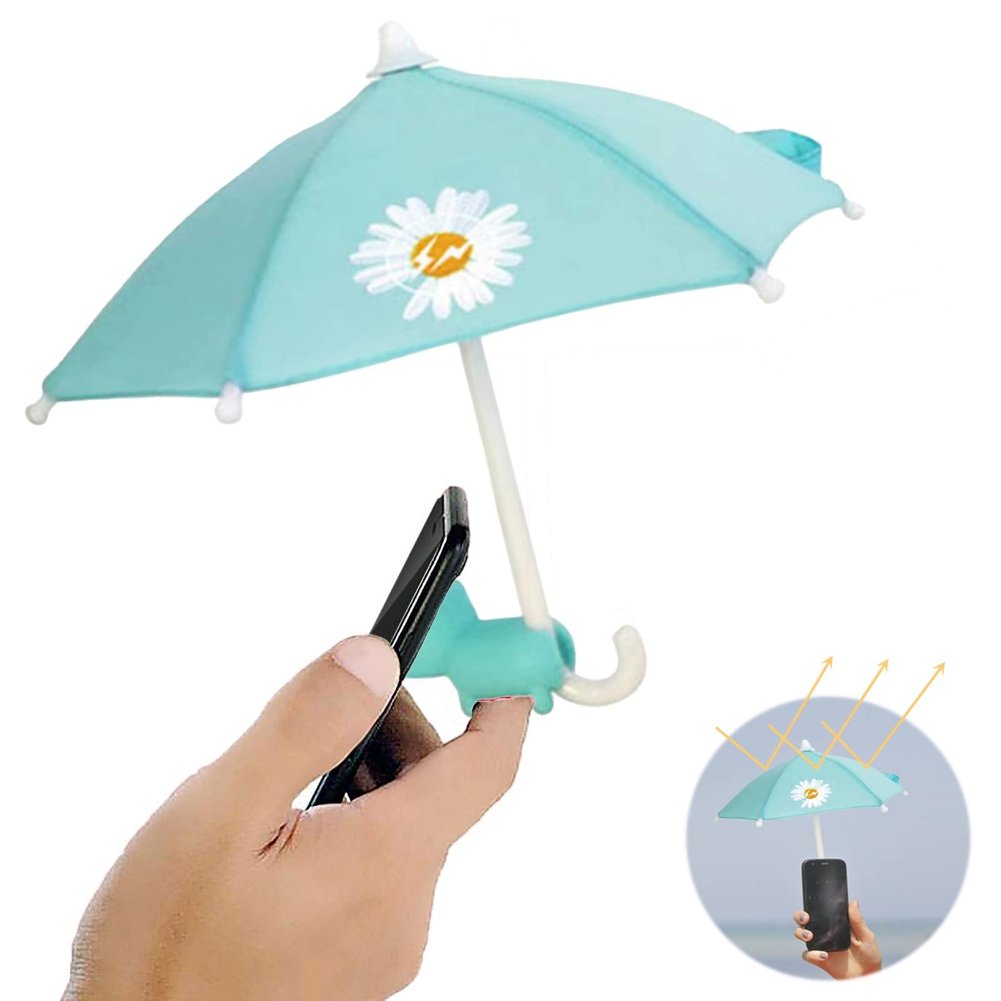 Phone Umbrella for Sun, Cell Phone Umbrella Sun Shade with Universal Adjustable Piggy Suction Cup Stand, Outdoor Cute Anti-Reflective Shield for iPhone 16 15 14 13 Pro Max, 4-10” Smartphones