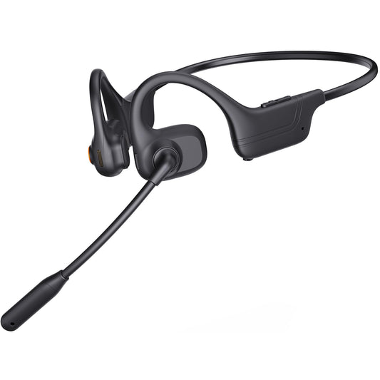 voijump Open Ear Headphones with Mic, Bluetooth Wireless Headset with Microphone, Multipoint Connect Bluetooth 5.3 Headphone, Sweatproof Wireless Headset for Work, Driving, Running, Workouts