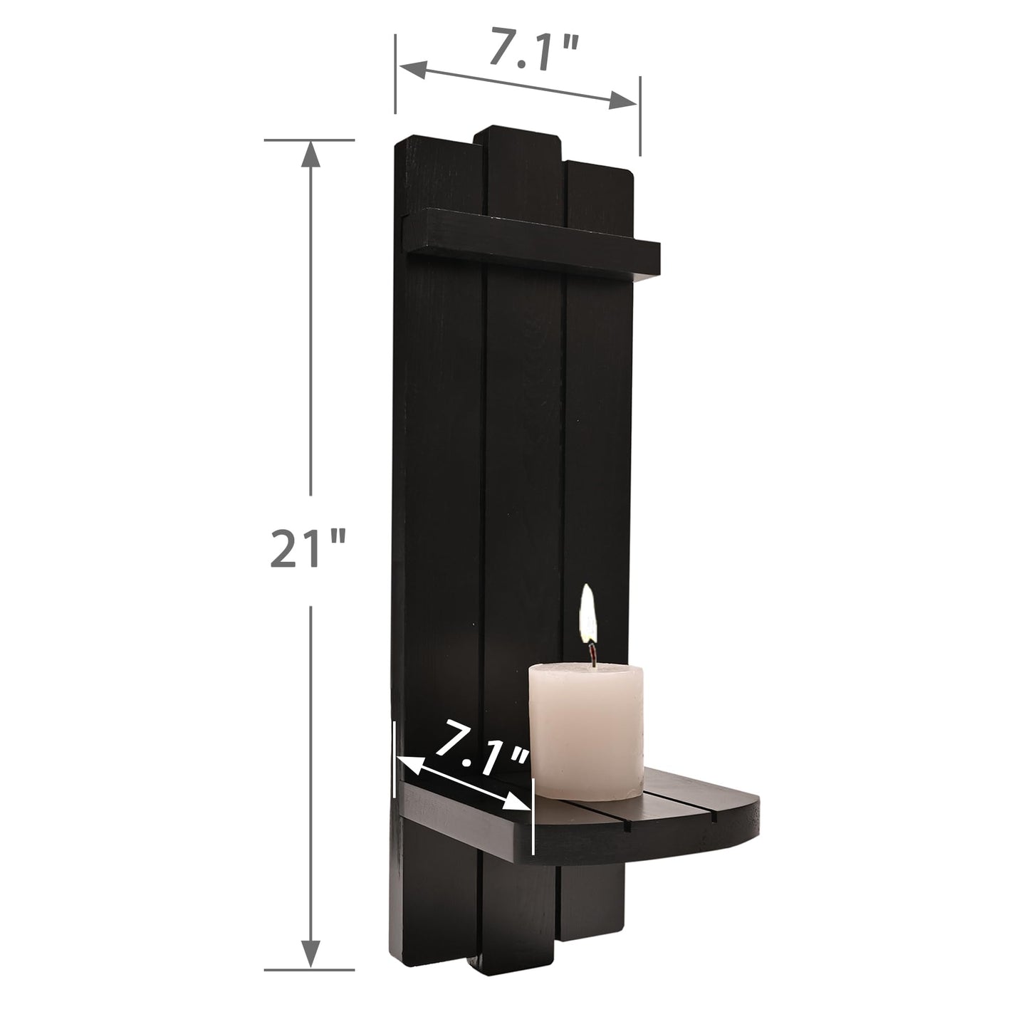Yorkmills Sconces Wall Decor Set of 2, Large Wall Candle Holder Rustic Farmhouse Decor, Home Wall Art Floating Candle Sconce Shelf Black Wall Decoration for Living Room, Dining Room, Bedroom, Bathroom