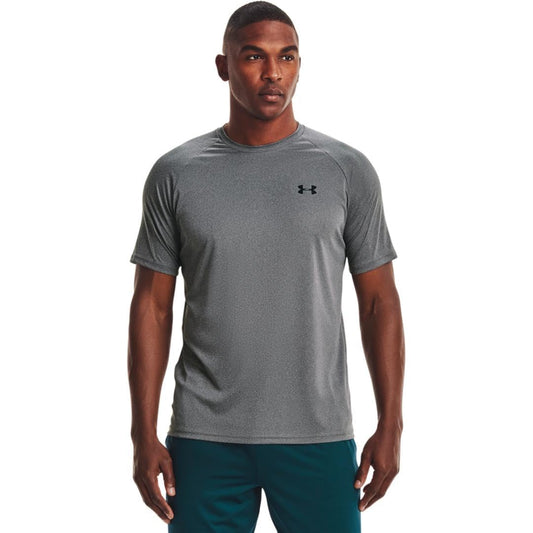 Under Armour Men's Velocity 2.0 Short Sleeve T Shirt, (012) Pitch Gray Light Heather / / Black, Medium