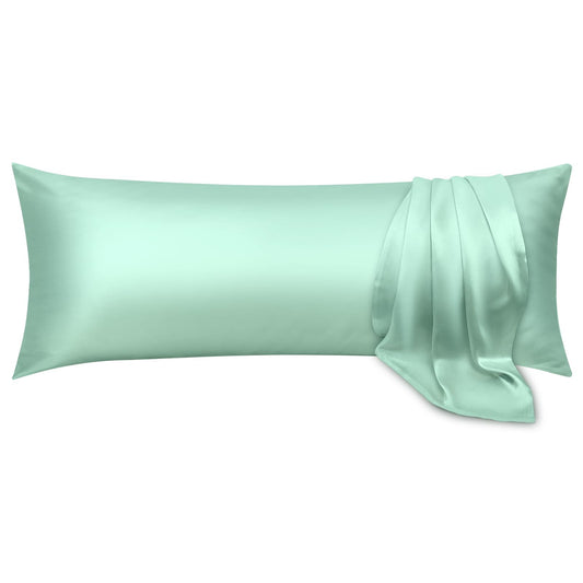 Cloele Stain Body Pillowcase-Green Breathable Smooth Body Pillow Cover with Envelope Closure,Silky Soft Cooling Long Pillowcase for Hair and Skin,21x 54inches
