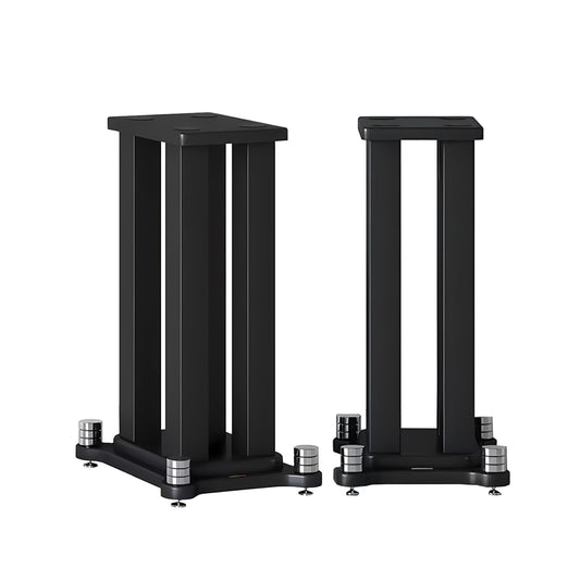 A Pair of Universal Speaker Stands, Heavy Duty Speaker Stands Holds Bookshelf Speaker Satellite Speaker Large Speaker, Vibration-Absorbing MDF Design, Holds 88lbs Speaker (Black, 50cm/19.6in)