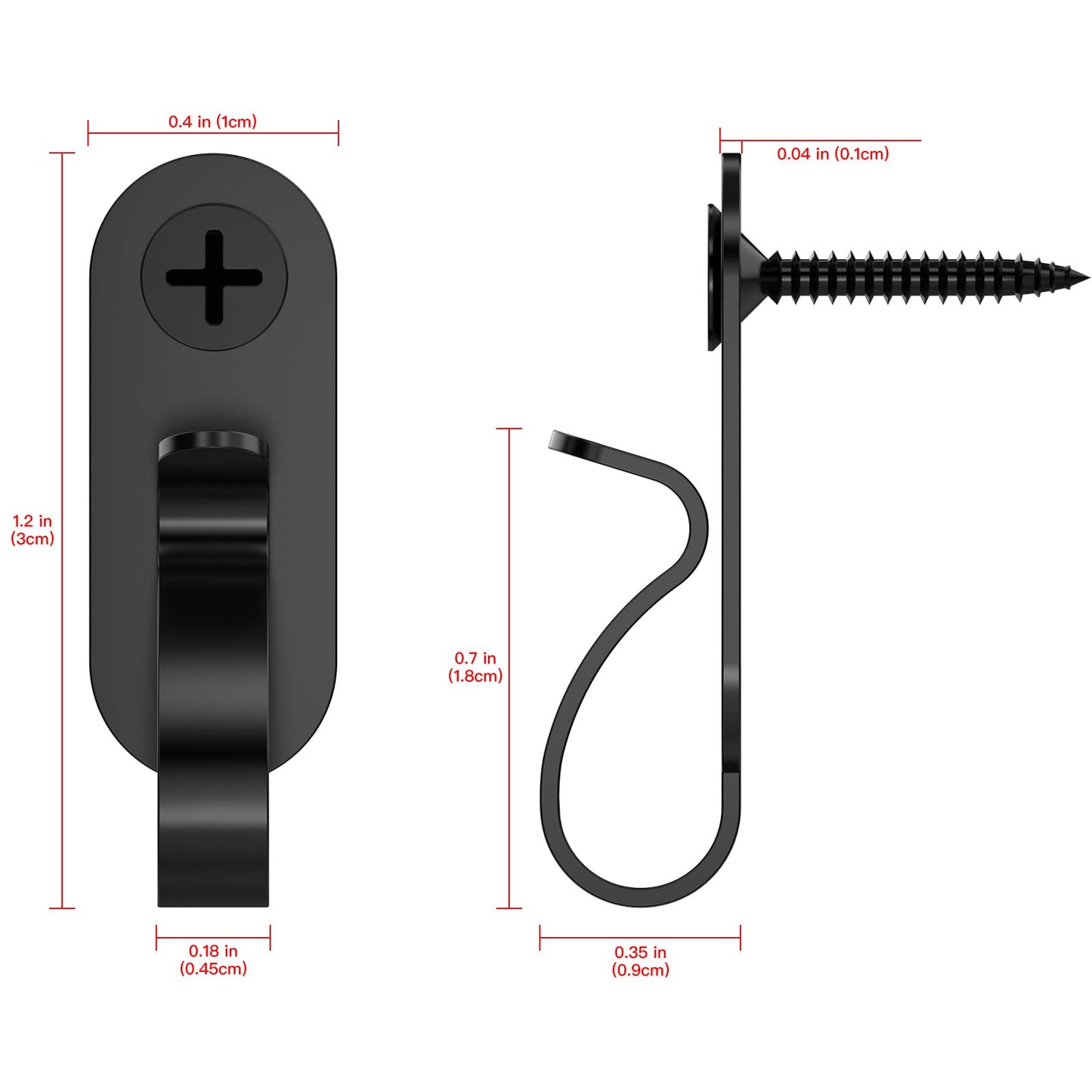 Lewufe String Lights Hanger Hooks, Stainless Steel Lights Clips, Outdoor Screw Hooks for Christmas Party Easy Release Wire and Fairy Led Lights, 20 Packs - Black