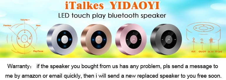 LED Smart Touch Play Bluetooth Speaker/Portable Wireless Speakers with HD Sound / 12-Hour Playtime/Bluetooth 5.0 / TF Card Support Play/Aux in Port Speaker (Gray)