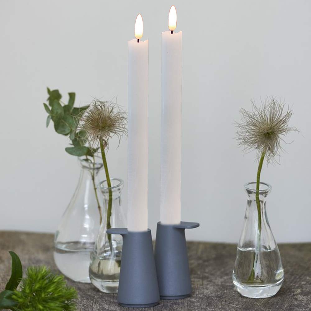 Wondise White Flameless Taper Candles with Timer, 6 Pack Battery Operated LED Flickering Real Wax Candle for Christmas Thanksgiving Wedding Decorations