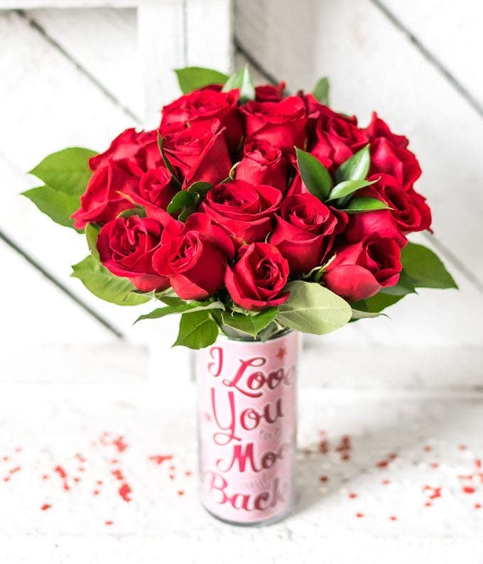 From You Flowers - Two Dozen Long Stemmed Red Roses with Glass Vase (Fresh Flower Bouquets) Birthday, Anniversary, Get Well, Congratulations, Thank You, All Occasions