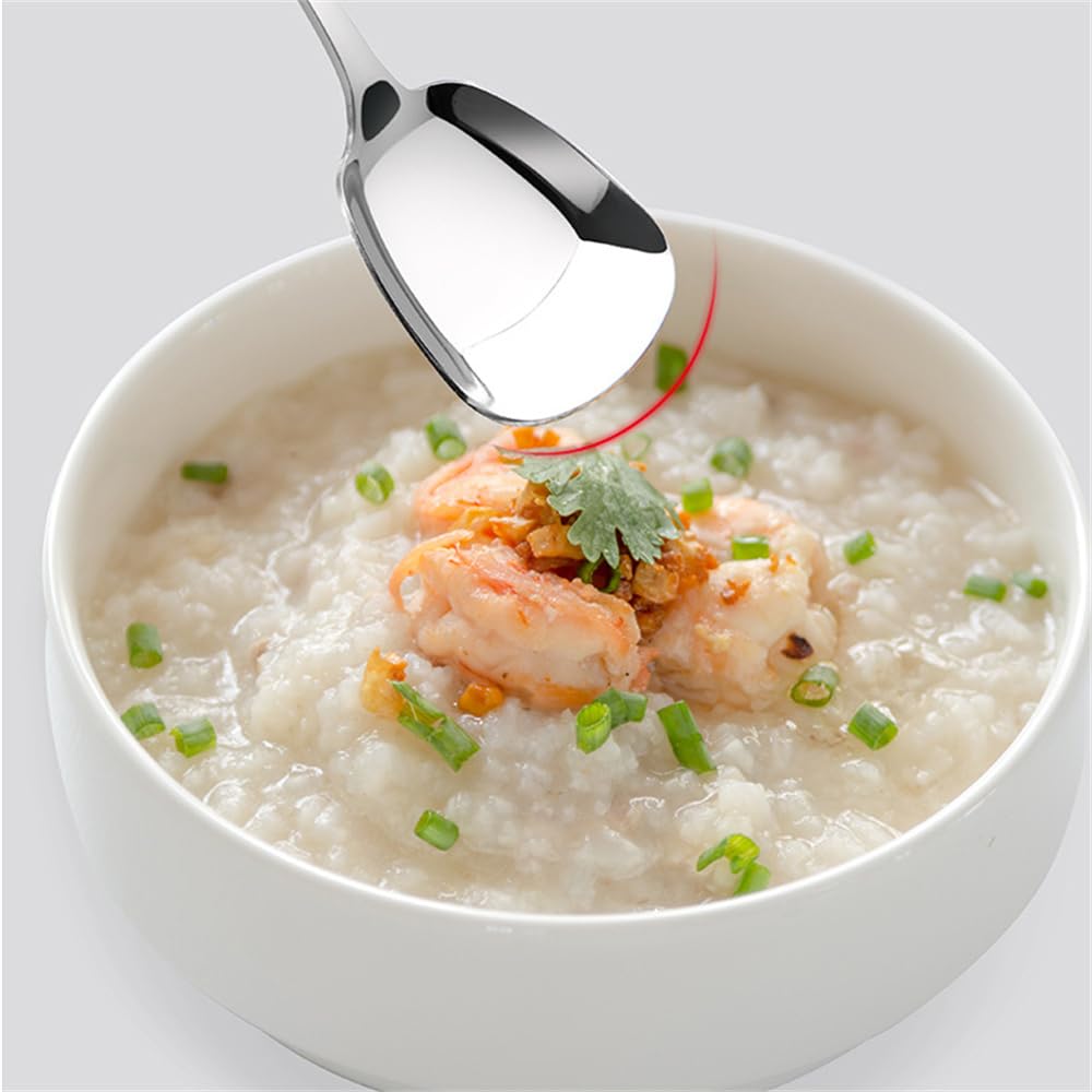 Square Head Stainless Steel Spoons,4PCS Korean style Thick Heavy Weight Soup Spoons,Dessert Spoons 7.3 Inch (silver)