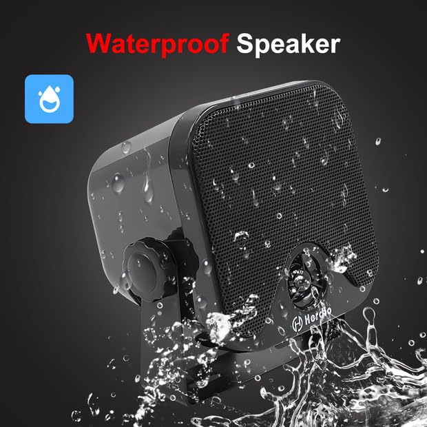 Herdio 4 Inches Heavy Duty Waterproof Boat Marine Box Outdoor Speakers Surface Mounted for Skid Steer ATV UTV RZR RV Golf Cart Tractor Powersports Boat Truck Jeep(4 Black Speakers)