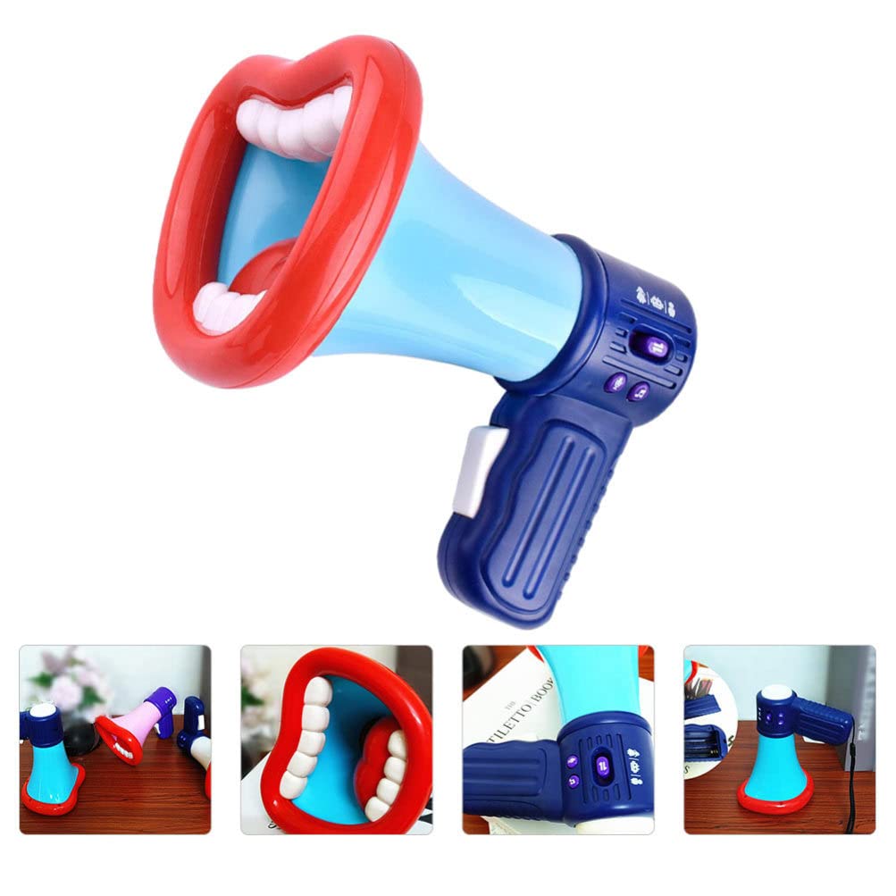 Toyvian Bull Horn Loud Speaker Kids Voice Changer Toy Megaphone Function Toys Mini Electric Hand- held Speaker with Recording Microphone for Toddlers Childrens (Blue) Megaphone Speaker Voice