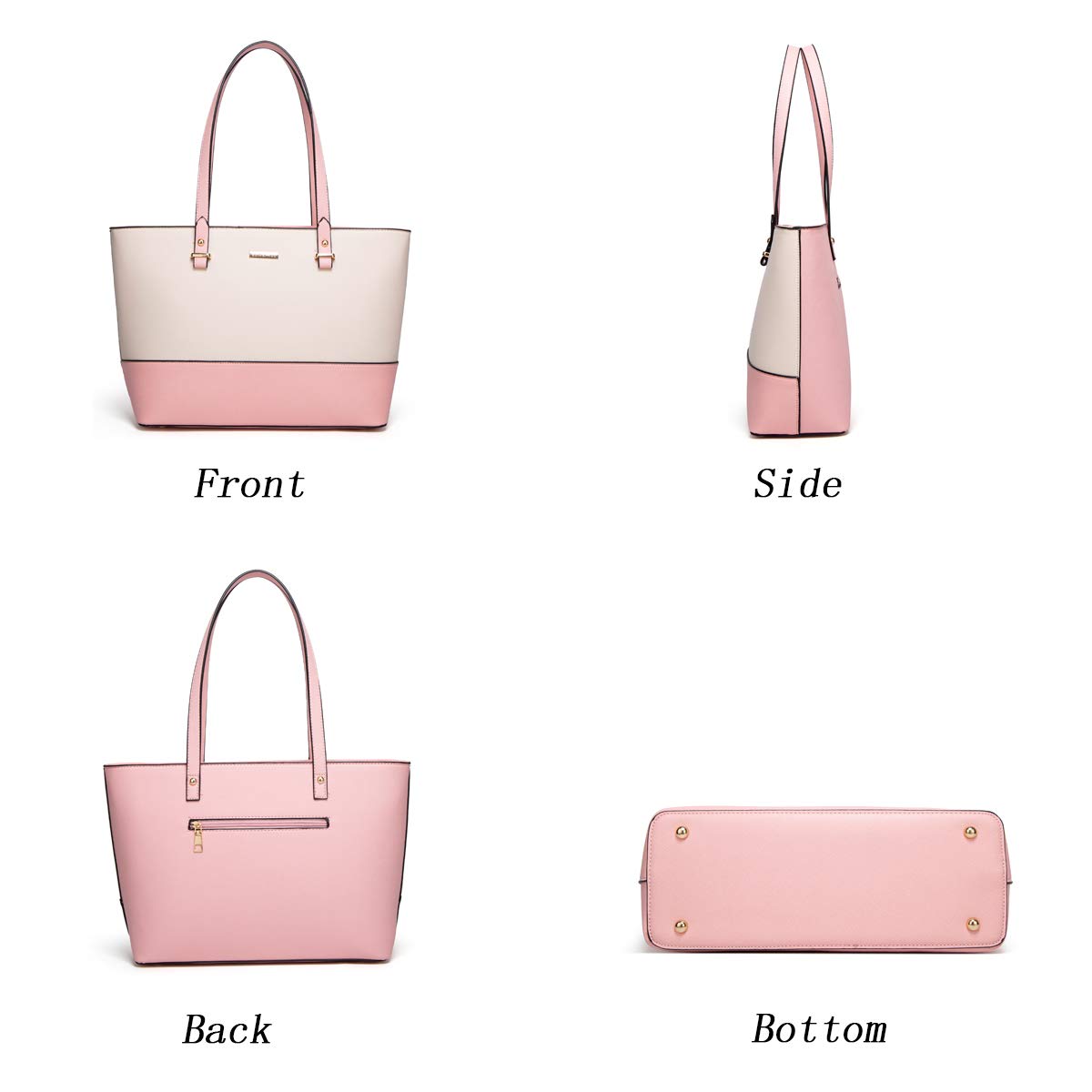Women Fashion Synthetic Leather Handbags Tote Bag Shoulder Bag Top Handle Satchel Purse Set 4pcs