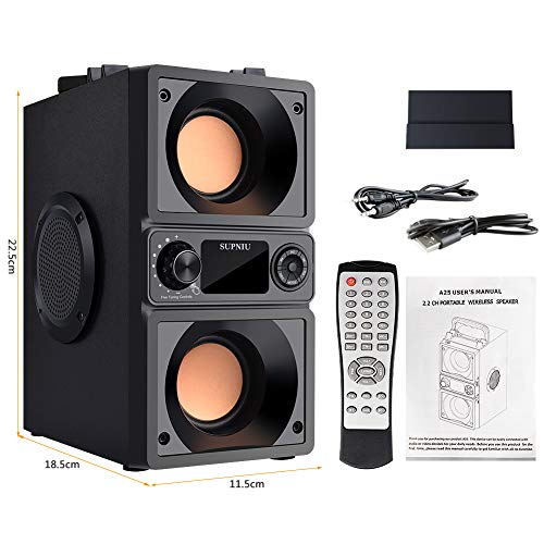 Bluetooth Speaker, Portable Bluetooth Boombox with 40W (60W Peak) Stereo Dual Woofers and Dual Tweeters Wireless Home Party Speaker, 2400 Minutes Playtime, Suitable for Party, Camping, Gym