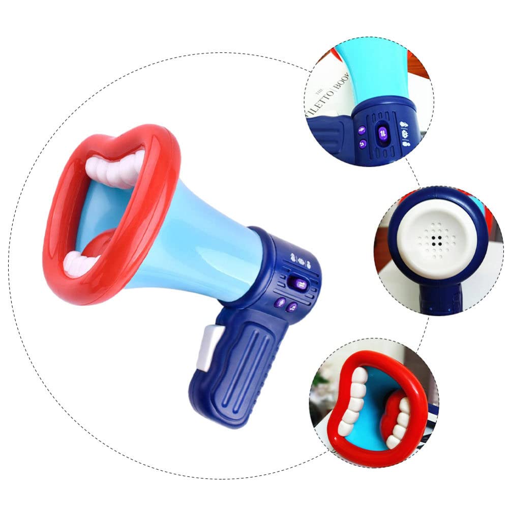 Toyvian Bull Horn Loud Speaker Kids Voice Changer Toy Megaphone Function Toys Mini Electric Hand- held Speaker with Recording Microphone for Toddlers Childrens (Blue) Megaphone Speaker Voice
