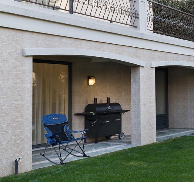 iClimb Padded Folding Rocking Chair Heavy Duty Camping Patio Porch Backyard Lawn Garden Balcony Rocker Indoor Outdoor with Carry Bag