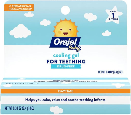 Orajel Baby Daytime Cooling Gel for Teething, Drug-Free, #1 Pediatrician Recommended Brand for Teething*, One .33oz Tube