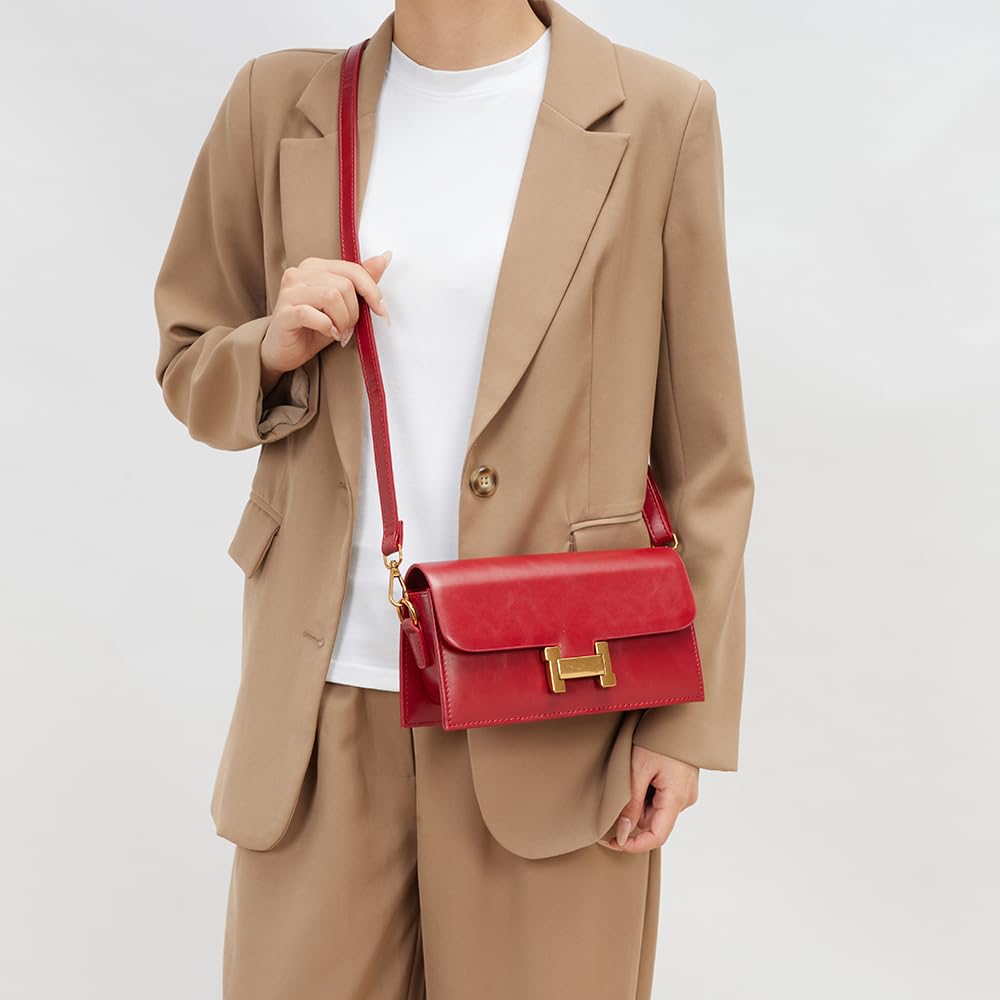 Small Cute Women Shoulder Bag, Mini Lady Leather Crossbody Bag, Classic Luxury Designer Handbags Women (Brown)