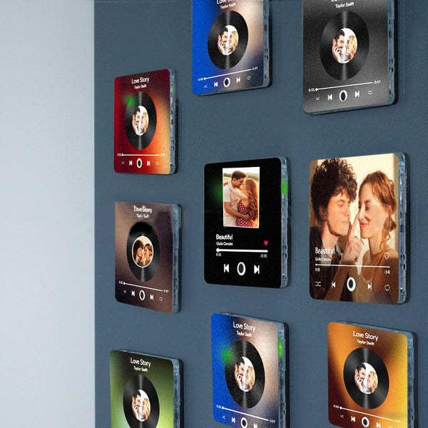 Custom Music Fridge Magnet with Photo Personalized Music Refrigerator Magnets Plays Song Customized Anniversary Christmas Valentine's Day Gifts for BF GF