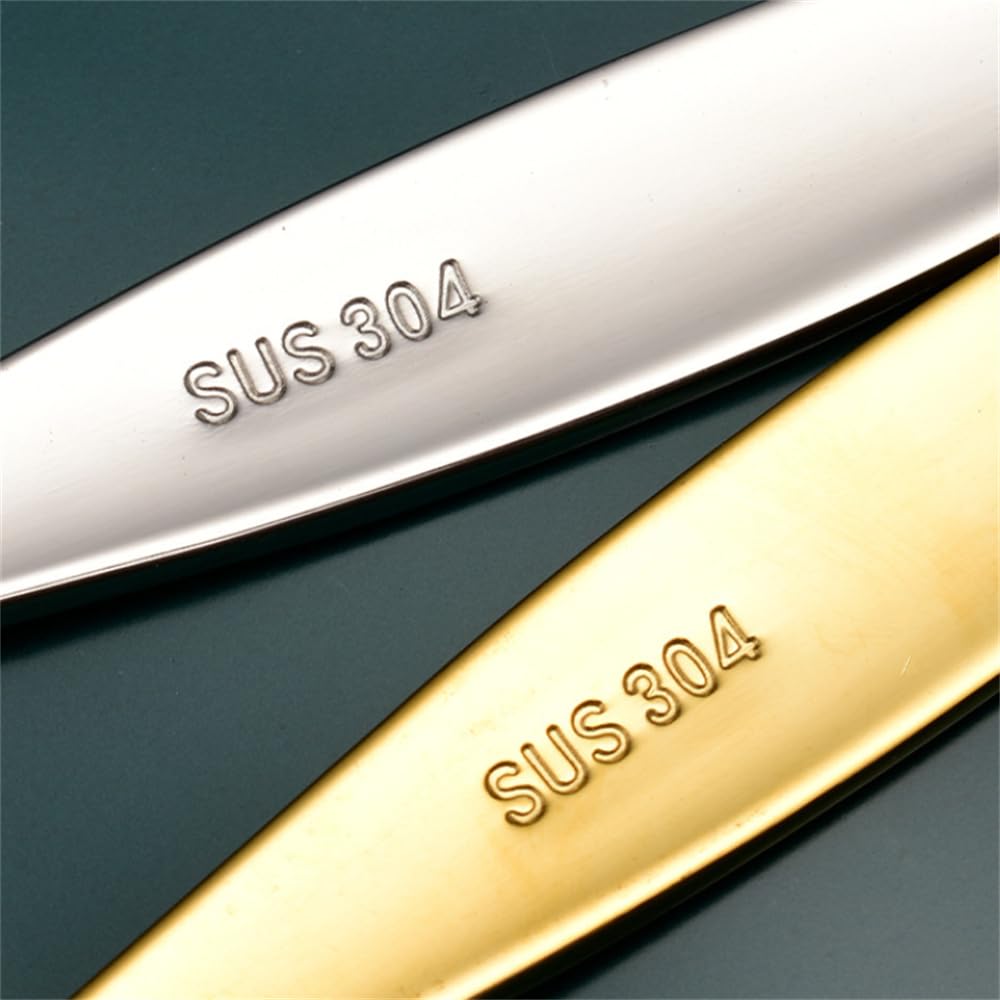 Square Head Stainless Steel Spoons,4PCS Korean style Thick Heavy Weight Soup Spoons,Dessert Spoons 7.3 Inch (silver)