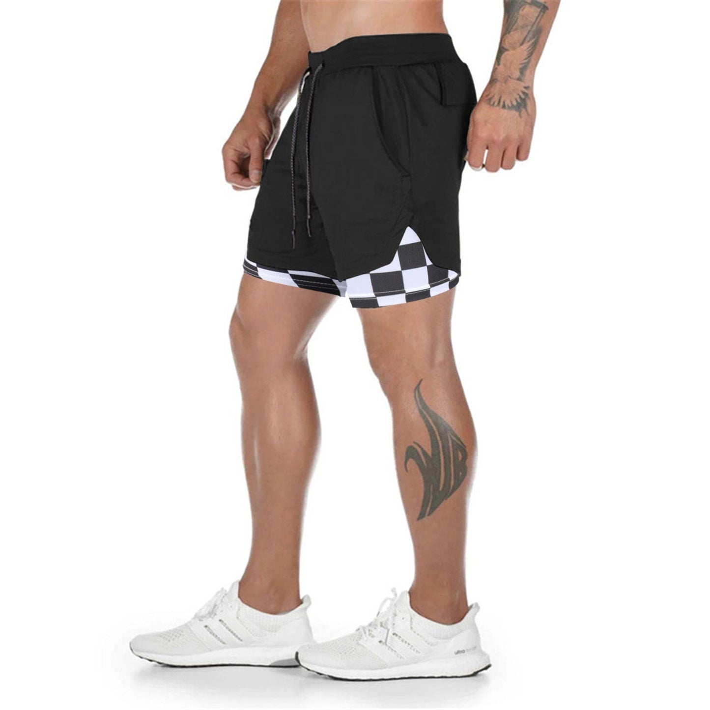 Surenow Men's Running Shorts Quick Dry Workout Gym Shorts Athletic 2-in-1 Stealth Shorts Outdoor Short for Men with Pockets