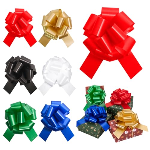 12 Pcs 6 Inch Red Pull Bows, Perfect for Gift Wrapping, Gift Wrapping Baskets Wedding Christmas Party Decorations, Crafts – Quality Pull Bows for Gifts and Decorations